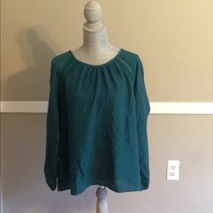 Green blouse with lace detail
